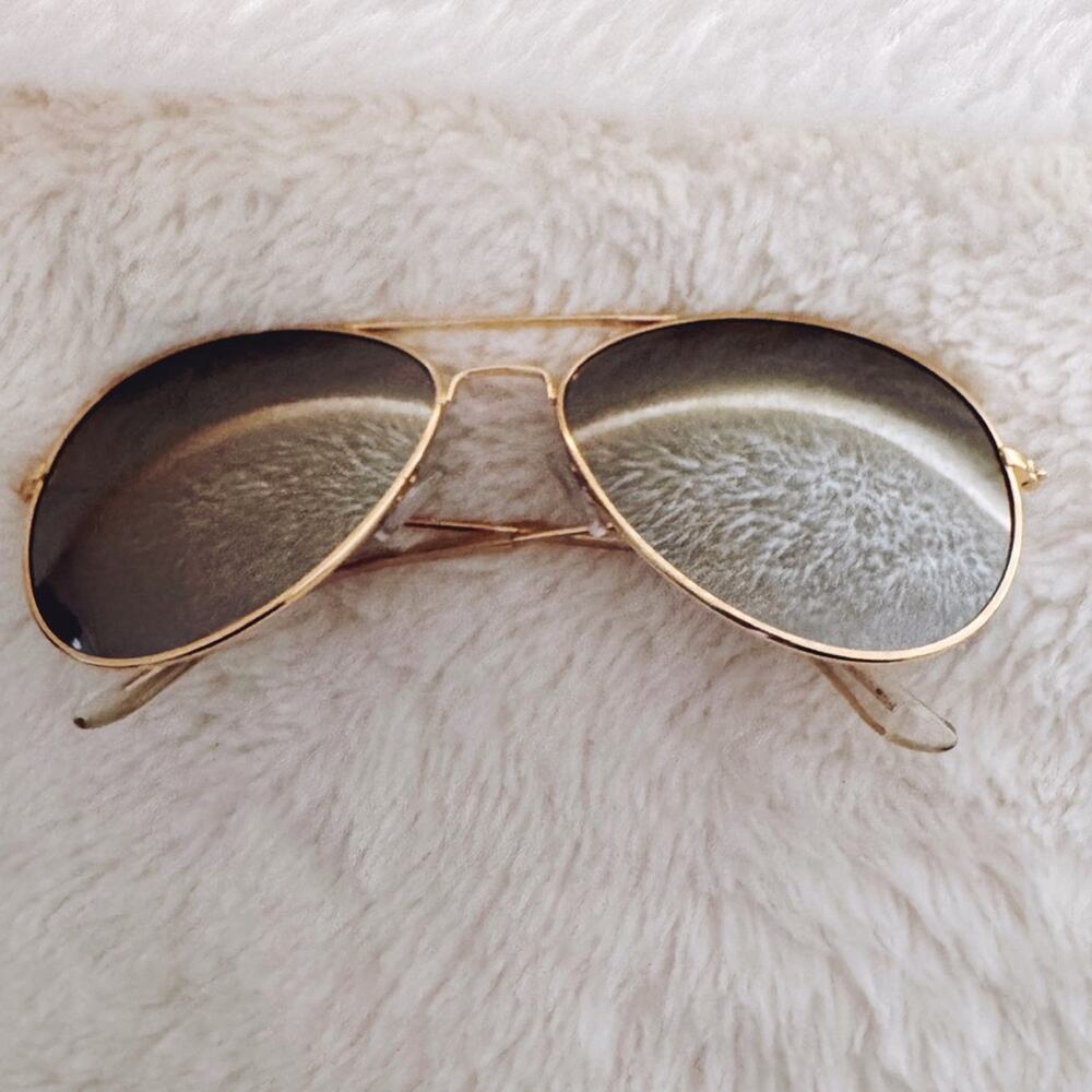 Francine Gold W/ Mirrored Lenses Aviator Sunglasses